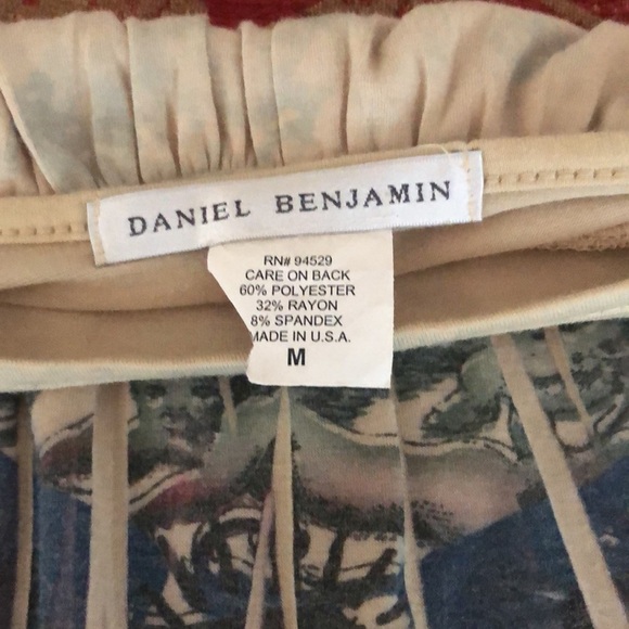 Daniel Benjamin medium ivory long tee 3/4 sleeve print tee perfect cover up - Picture 3 of 12